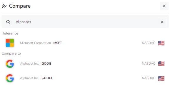 Comparing multiple companies side by side in Horizon